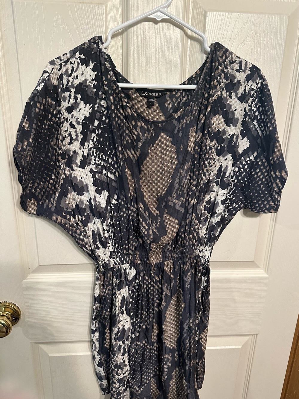 Express Black, White & Brown Printed Mini Dress